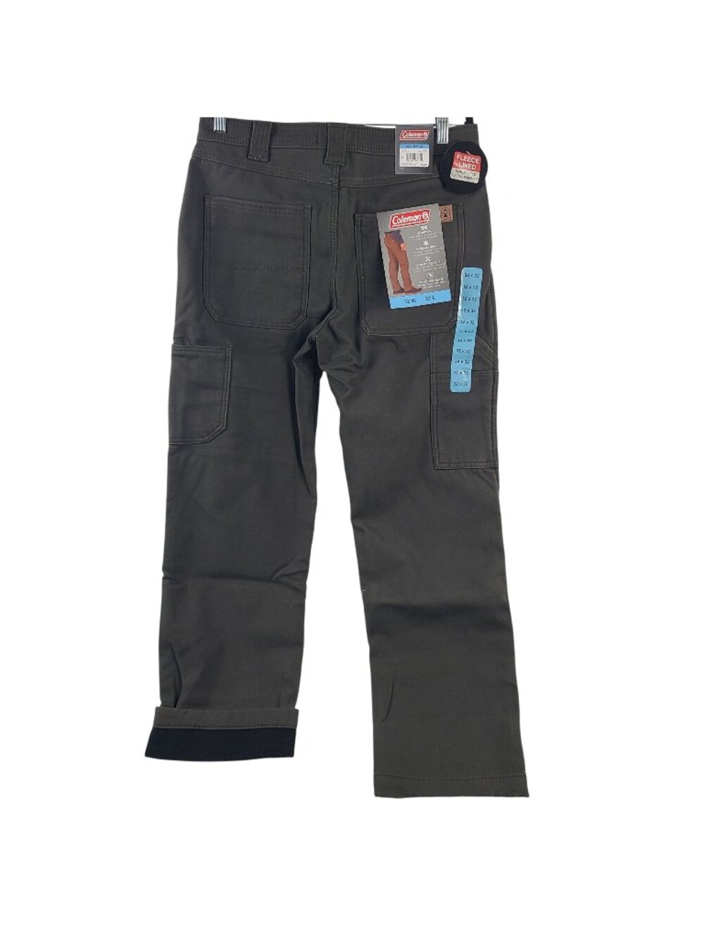 NEW Coleman Men's Fleece-Lined Tear-Resistant Canvas Pants Sz 32x32 Beluga Gray
